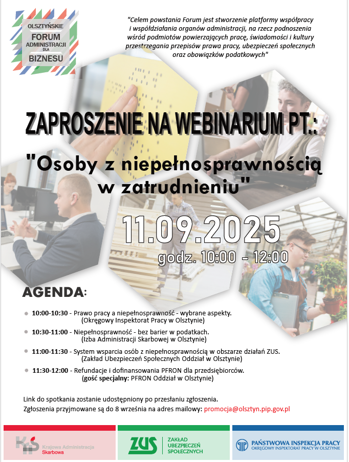 Zdjęcie artykułu Zaproszenie na webinarium "Osoby z niepełnosprawnością w zatrudnieniu"