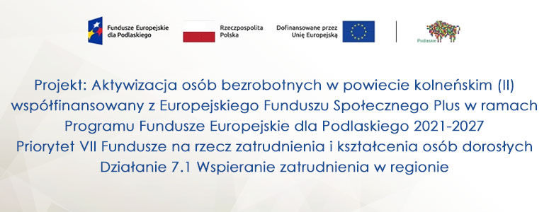 Projekt: Aktywizacja osób bezrobotnych w powiecie kolneńskim (II)